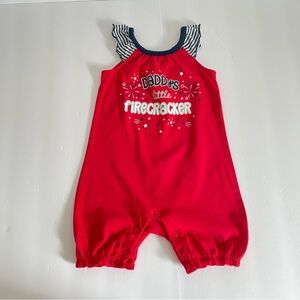 Baby Girl 12M Patriotic Star Tomper Red White Blue 4th of July Outfit